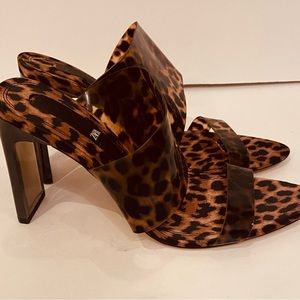 New Zara Leopard Heeled Sandal - size 7.5